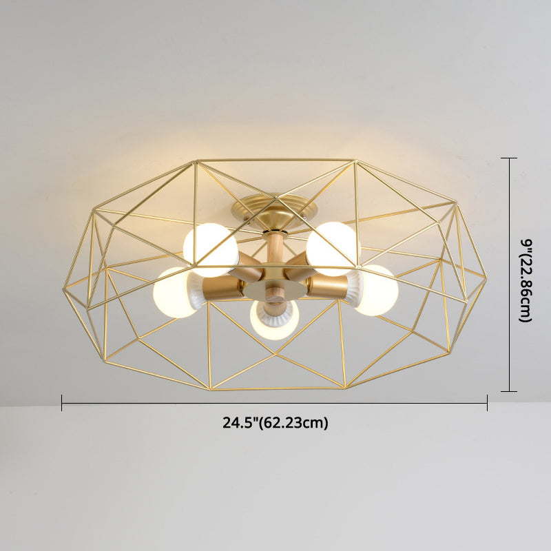 Geometric Flush Mount Ceiling Light Nordic Industrial Style Metal Ceiling Flush Mount for Bedroom