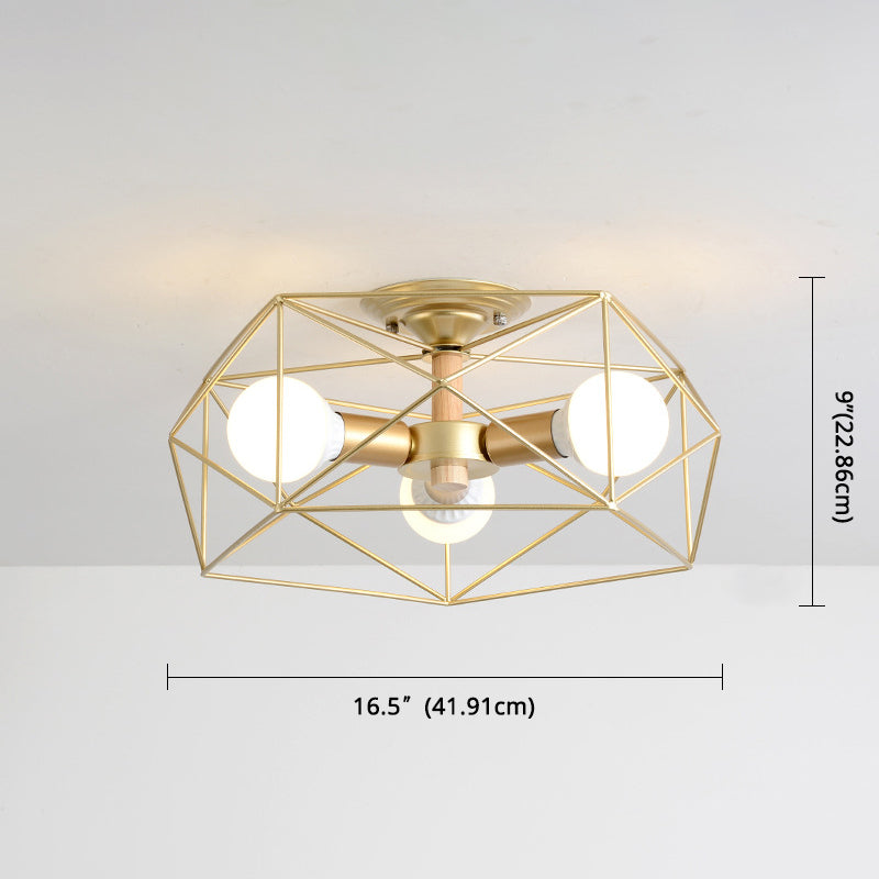 Geometric Flush Mount Ceiling Light Nordic Industrial Style Metal Ceiling Flush Mount for Bedroom