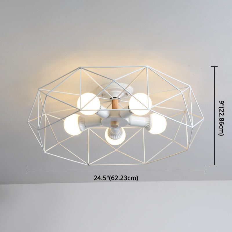 Geometric Flush Mount Ceiling Light Nordic Industrial Style Metal Ceiling Flush Mount for Bedroom