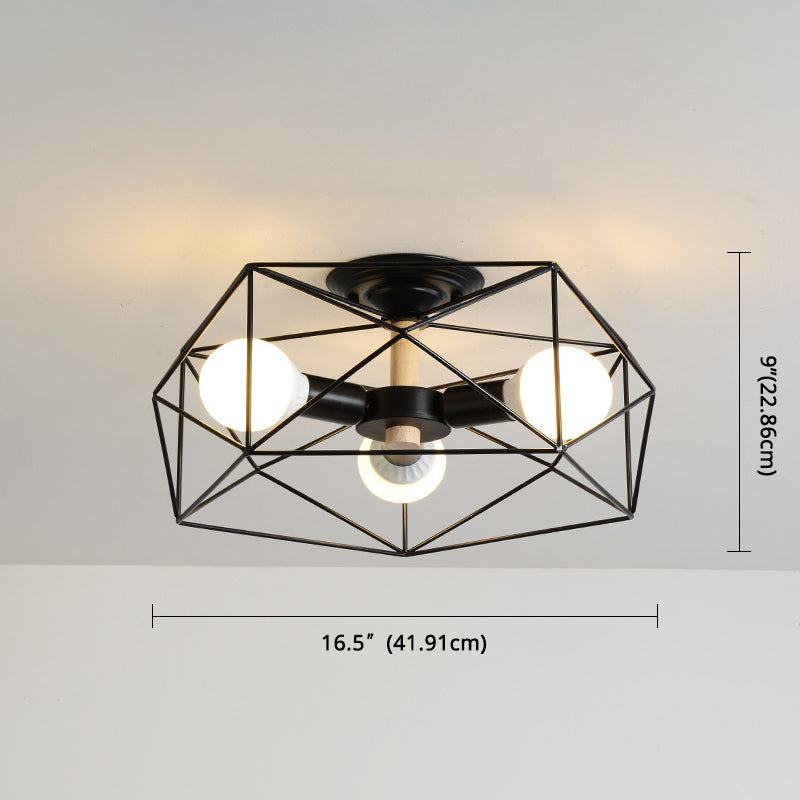 Geometric Flush Mount Ceiling Light Nordic Industrial Style Metal Ceiling Flush Mount for Bedroom