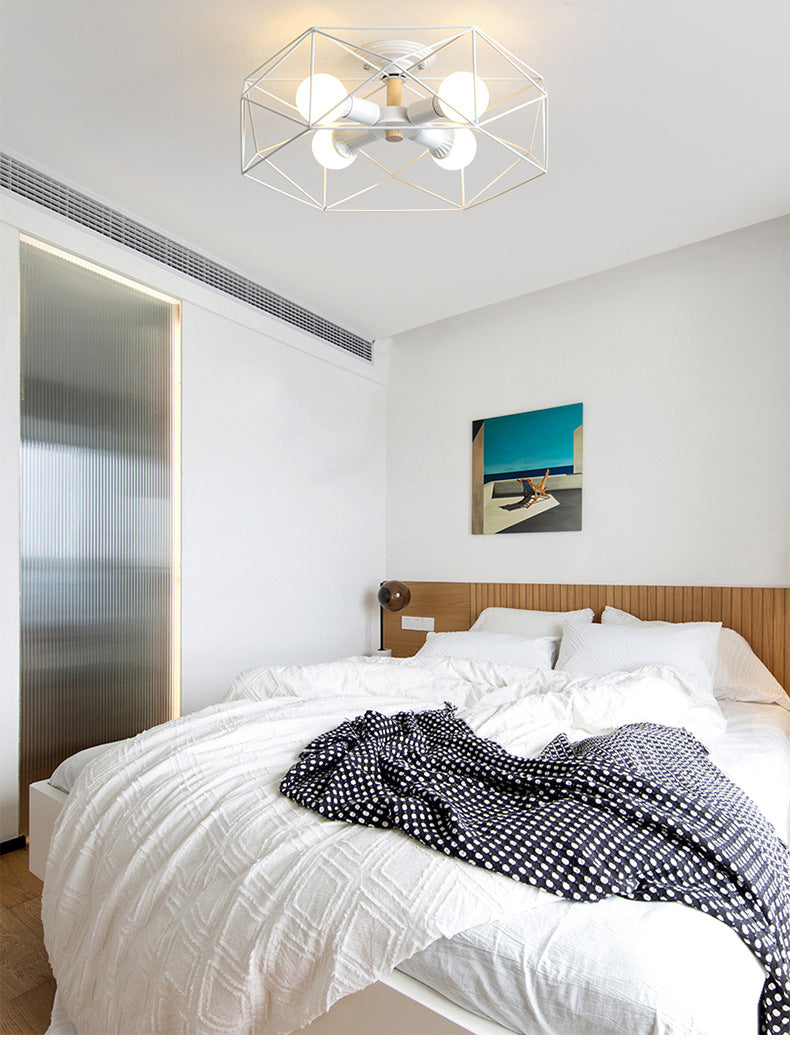 Geometric Flush Mount Ceiling Light Nordic Industrial Style Metal Ceiling Flush Mount for Bedroom