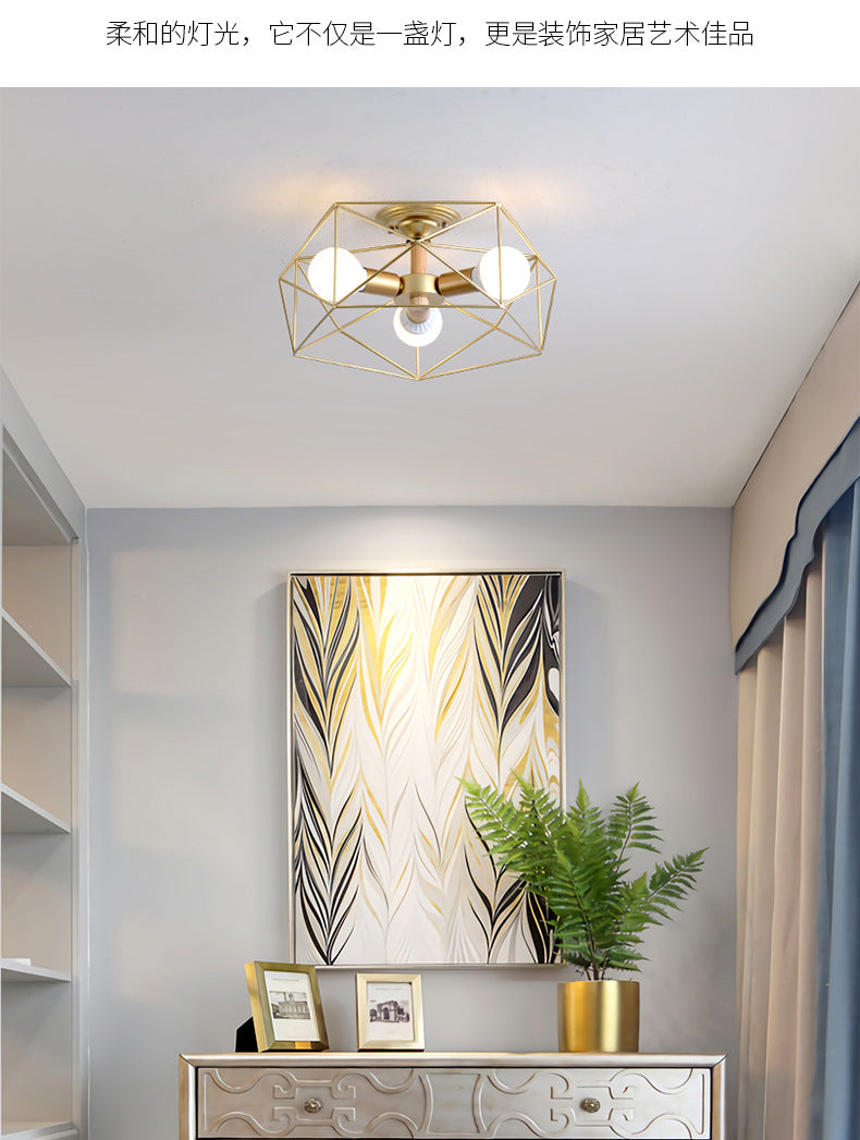 Geometric Flush Mount Ceiling Light Nordic Industrial Style Metal Ceiling Flush Mount for Bedroom