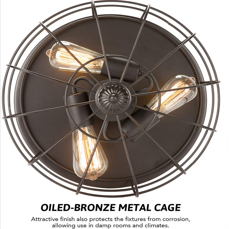 Cage Drum Flush Mount Lighting Retro Simple Industrial Style Metal Ceiling Light Fixture for Hallway