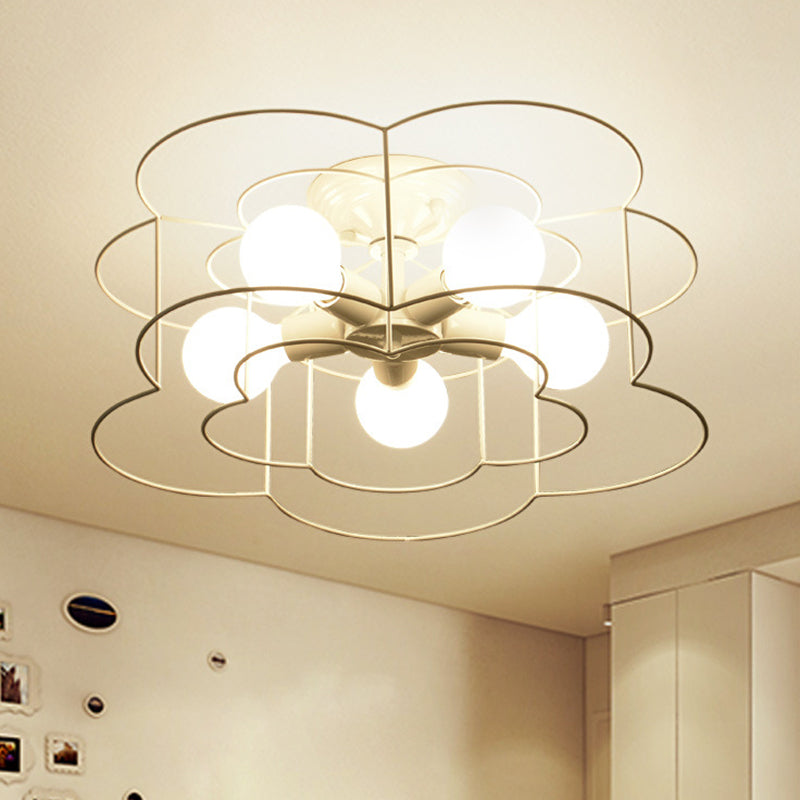 Blume Semi -Flush -Leuchten Retro Industrial Style Metall Deckenleuchte für Schlafzimmer