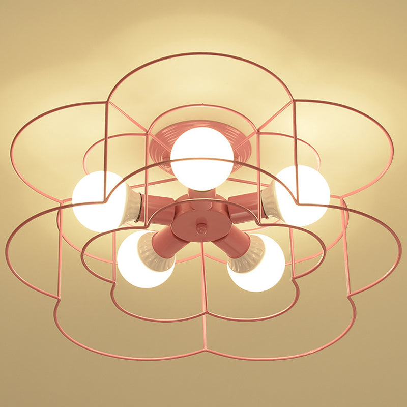 Blume Semi -Flush -Leuchten Retro Industrial Style Metall Deckenleuchte für Schlafzimmer