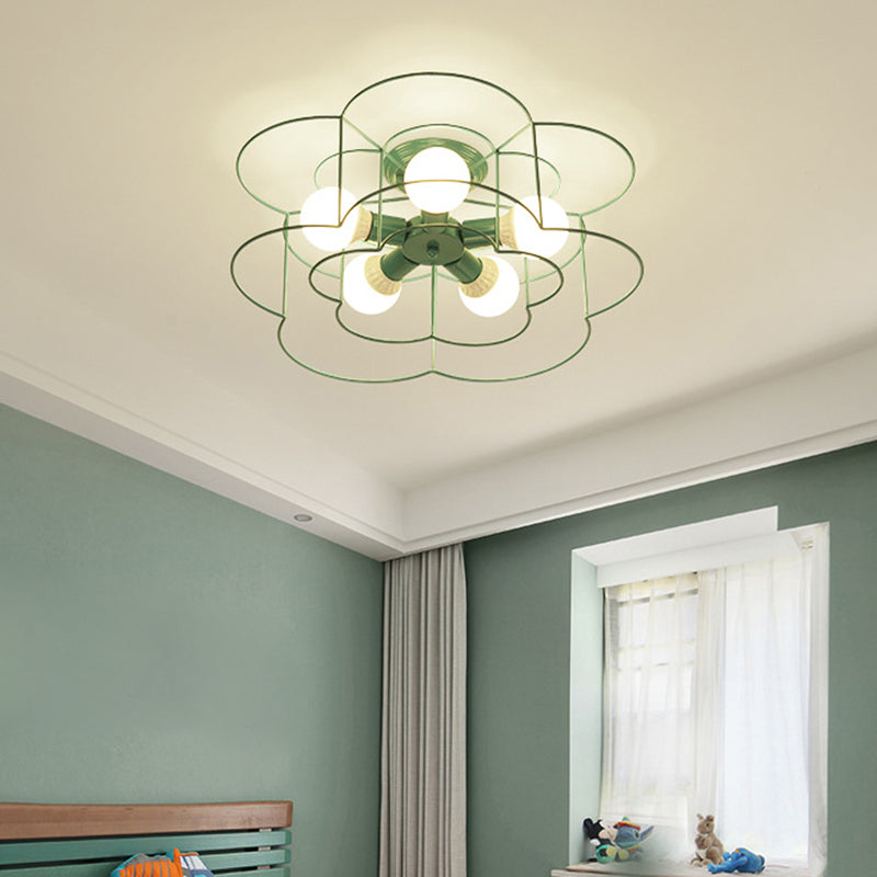 Blume Semi -Flush -Leuchten Retro Industrial Style Metall Deckenleuchte für Schlafzimmer