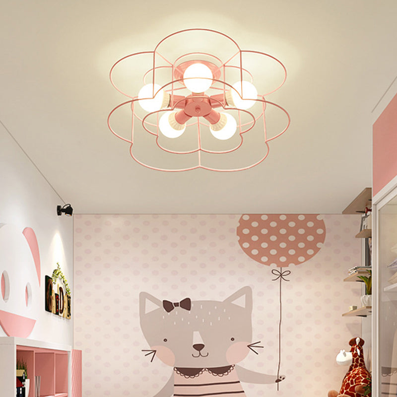 Blume Semi -Flush -Leuchten Retro Industrial Style Metall Deckenleuchte für Schlafzimmer