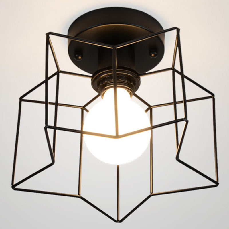 1 Light Semi Flush Chandelier Retro Industrial Style Metal Ceiling Mount Light Fixture for Hallway