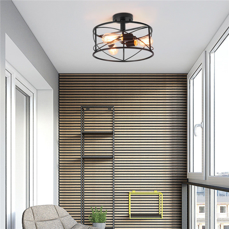 Gitterkäfig-Unterputz-Deckenleuchte, Retro-Industriestil, Metall-Deckeneinbauleuchte für Wohnzimmer