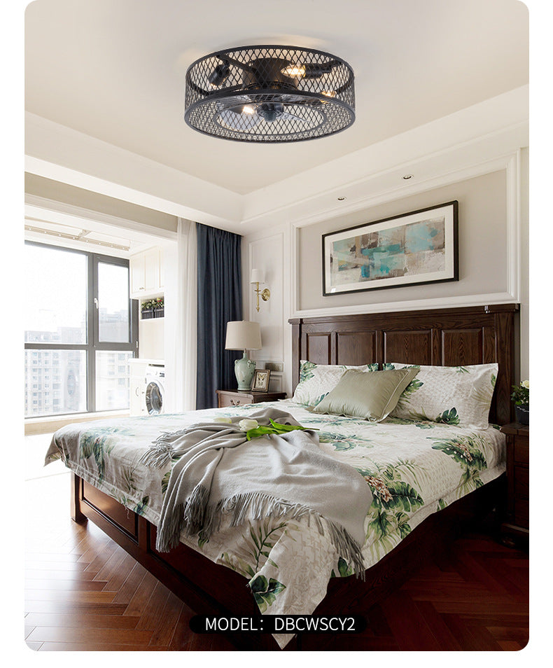 Cage Drum Semi Flush Mount Light Fixture Industrial Style Metal Ceiling Light Fixture for Bedroom