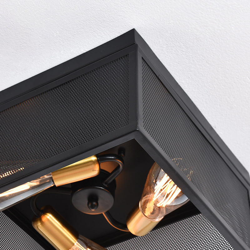 Square Flush Mount Ceiling Light Nordic Industrial Style Metal Ceiling Mount Chandelier for Hallway