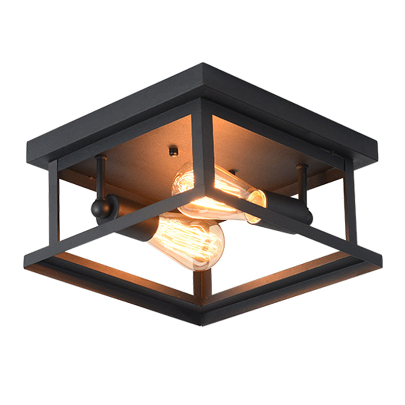 Square Flush Mount Ceiling Light Nordic Industrial Style Metal Ceiling Mount Chandelier for Hallway