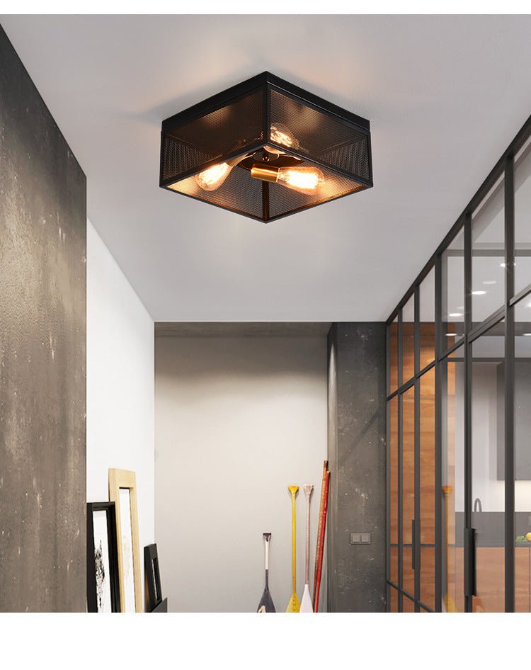 Square Flush Mount Ceiling Light Nordic Industrial Style Metal Ceiling Mount Chandelier for Hallway