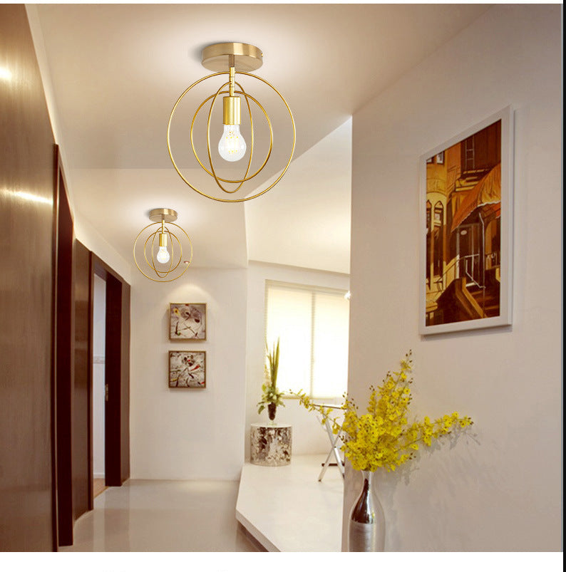 1 Light Semi Flush Chandelier Industrial Metal Ceiling Mount Light Fixture for Hallway
