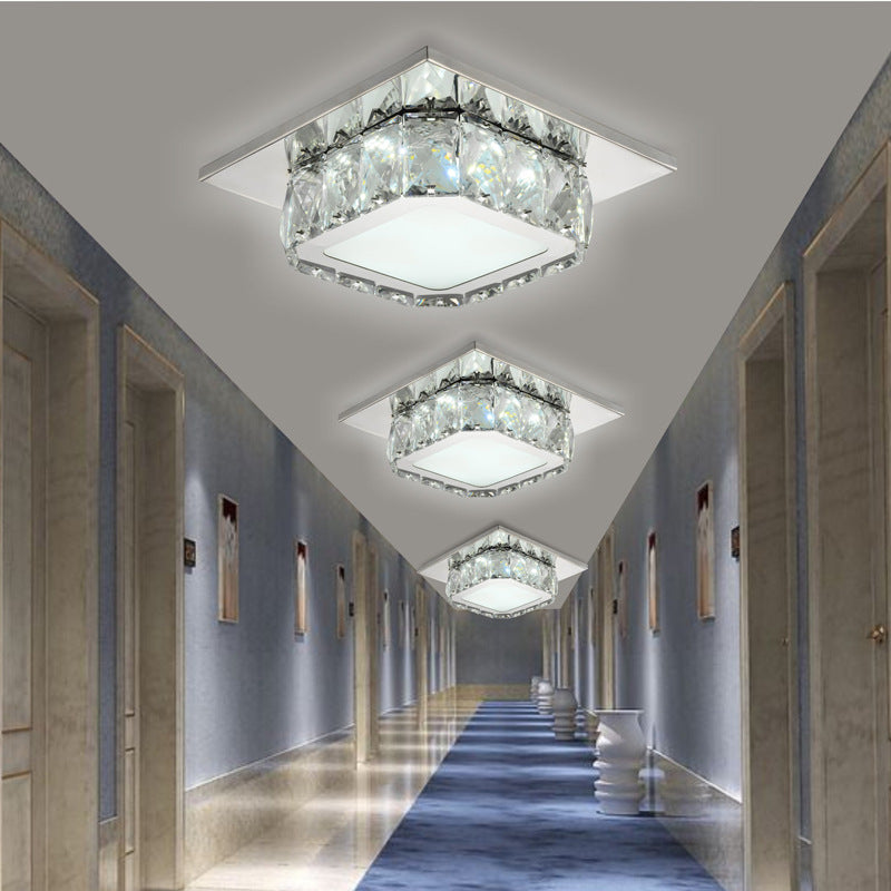 Clair / ambre cristal carré encastré lumière moderne LED couloir encastré luminaire neutre / tons chauds / blanc / 3 couleurs