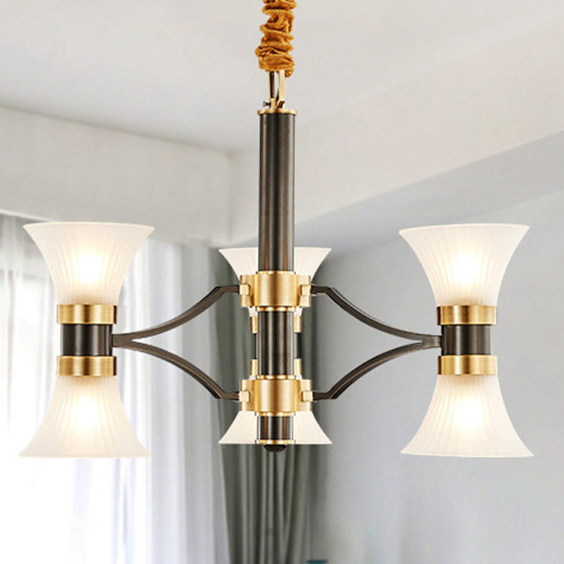 Pendre suspension à suspension évasée blanche 6/12/16 Lumières Chandelier moderne en noir et or
