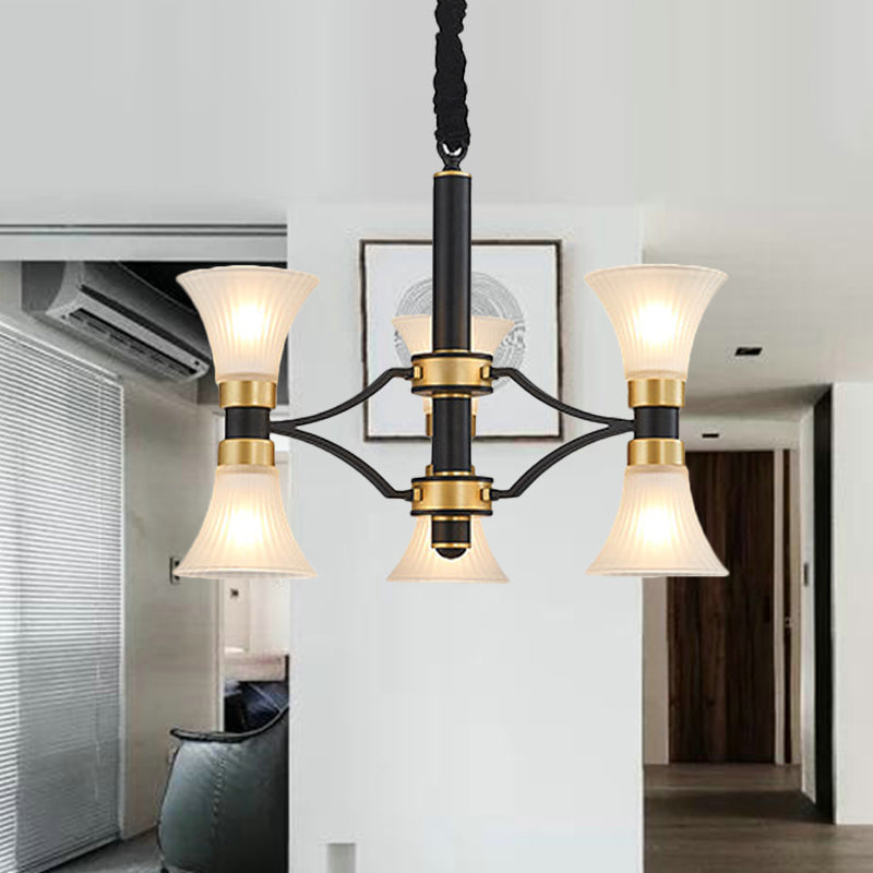 Pendre suspension à suspension évasée blanche 6/12/16 Lumières Chandelier moderne en noir et or