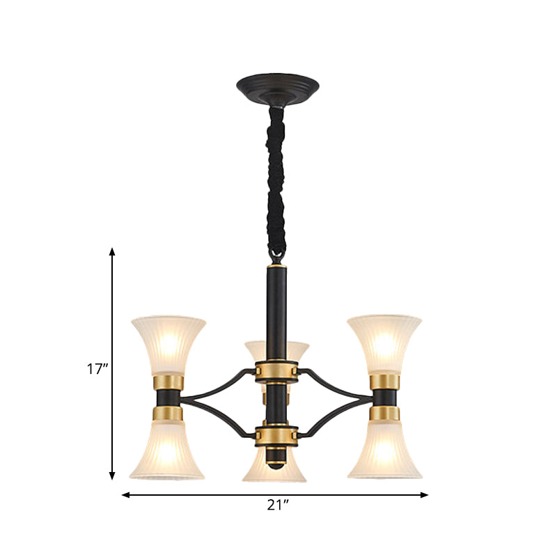 Pendre suspension à suspension évasée blanche 6/12/16 Lumières Chandelier moderne en noir et or