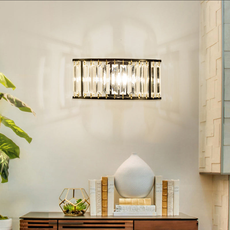 Illuminazione a parete a metà cilindri in cristallo chiaro 1 luce contemporanea a parete contemporanea in nero/oro