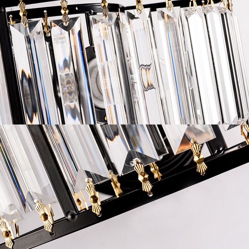 Illuminazione a parete a metà cilindri in cristallo chiaro 1 luce contemporanea a parete contemporanea in nero/oro