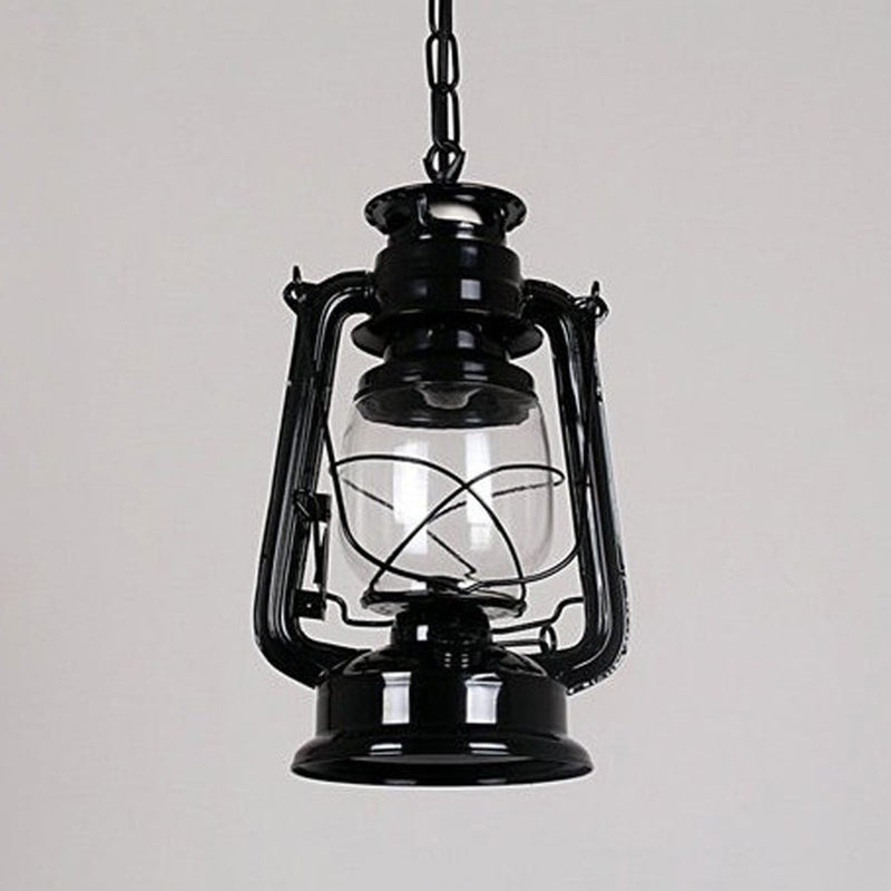 1-Light Oil Lamp Pendant Light Nautical Clear Glass Ceiling Hang Lamp for Dining Room