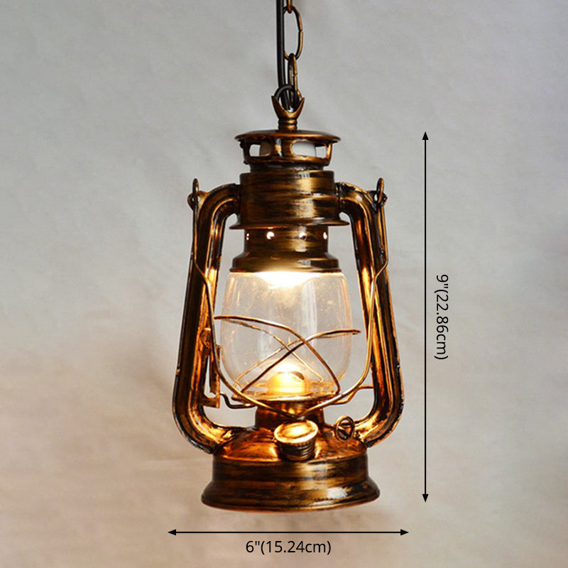 1-Light Oil Lamp Pendant Light Nautical Clear Glass Ceiling Hang Lamp for Dining Room