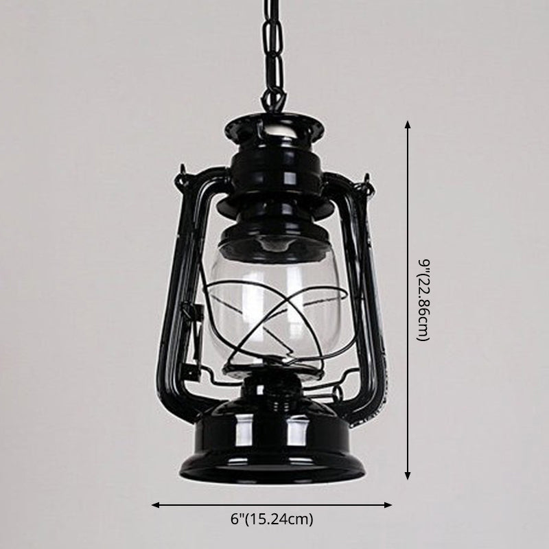 1-Light Oil Lamp Pendant Light Nautical Clear Glass Ceiling Hang Lamp for Dining Room