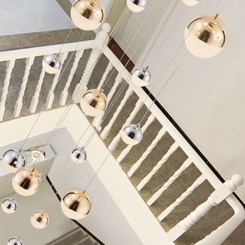 Silver-Gold Globe Multi Pendant Light Minimalist 15-Head Acrylic Bubbles Hanging Light Fixture