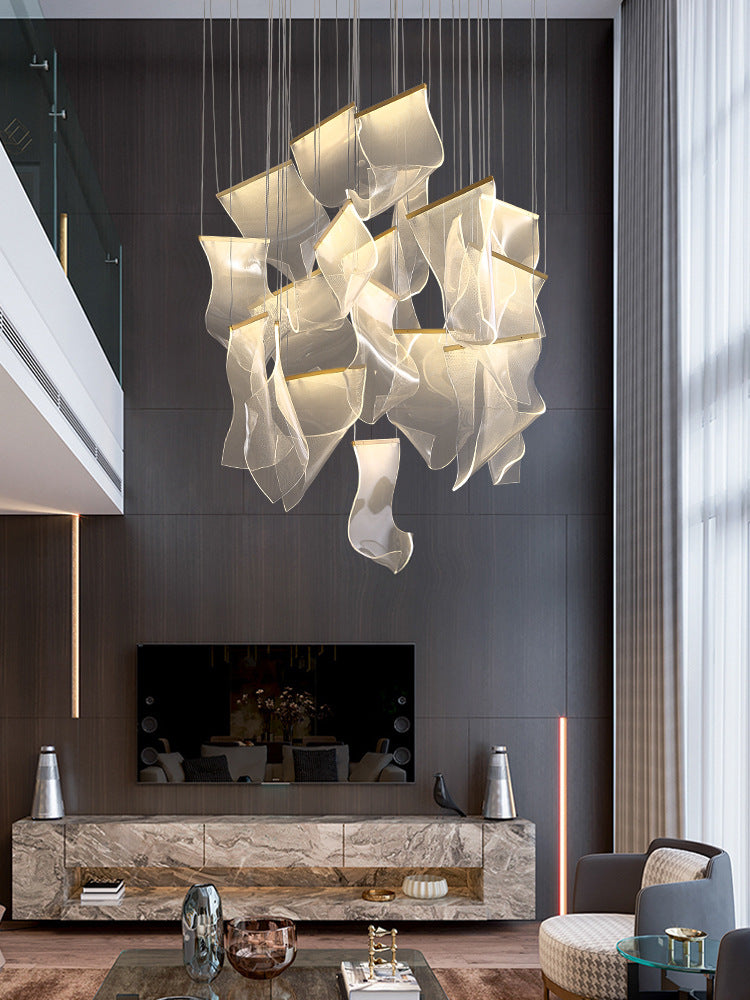 Creative Minimalist LED LED Light Light Finish Fece Paper Fle foglio ispirato a ciondolo multi-luce con ombra acrilica