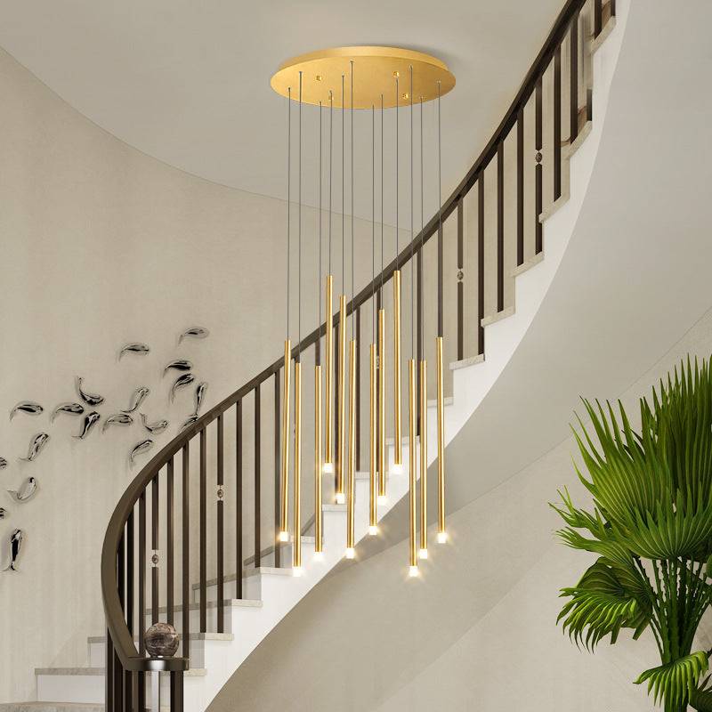 LED Sticks Pendant Lighting Minimalistic Metal Staircase Ceiling Suspension Lamp with Acrylic Shade