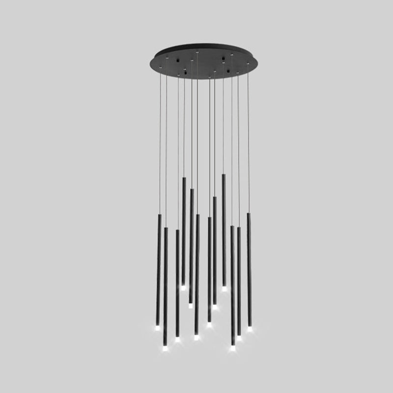 LED Sticks Pendant Lighting Minimalistic Metal Staircase Ceiling Suspension Lamp with Acrylic Shade