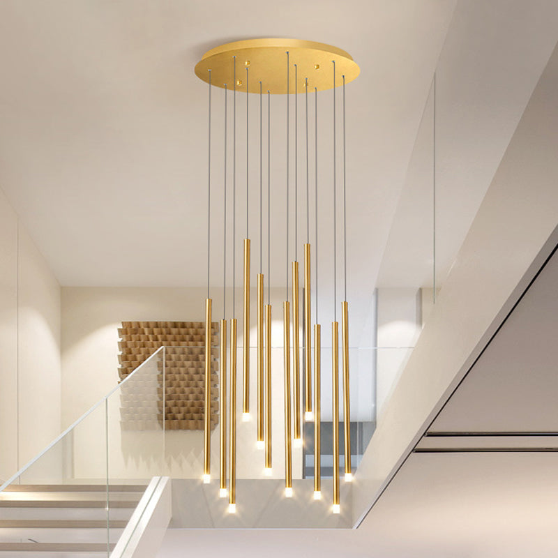 LED Sticks Pendant Lighting Minimalistic Metal Staircase Ceiling Suspension Lamp with Acrylic Shade