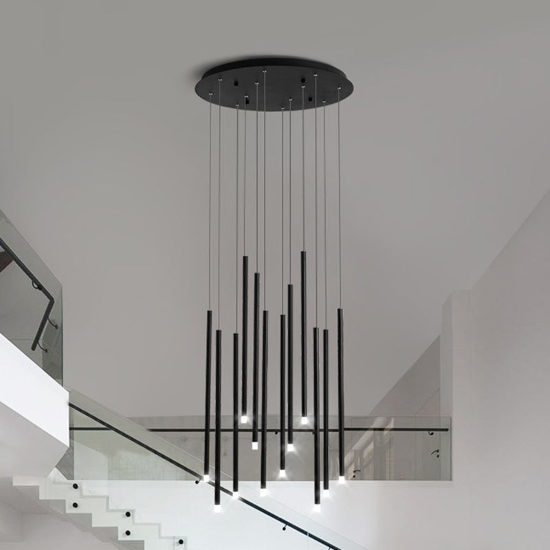 LED Sticks Pendant Lighting Minimalistic Metal Staircase Ceiling Suspension Lamp with Acrylic Shade