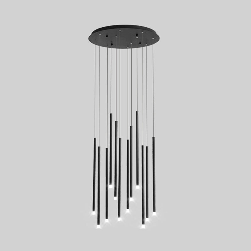 LED Sticks Pendant Lighting Minimalistic Metal Staircase Ceiling Suspension Lamp with Acrylic Shade