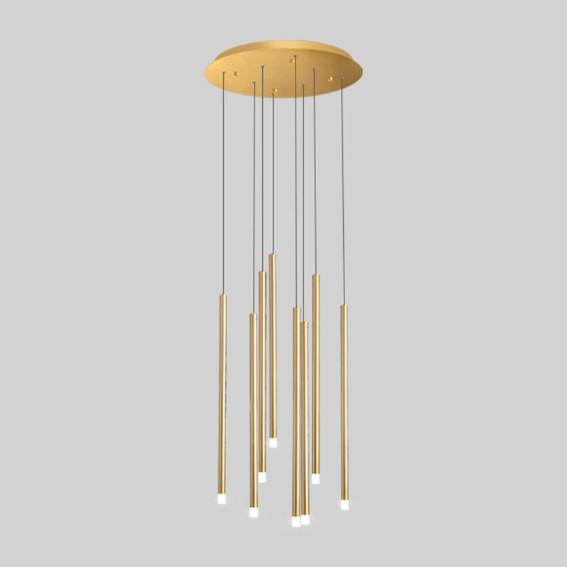 LED Sticks Pendant Lighting Minimalistic Metal Staircase Ceiling Suspension Lamp with Acrylic Shade