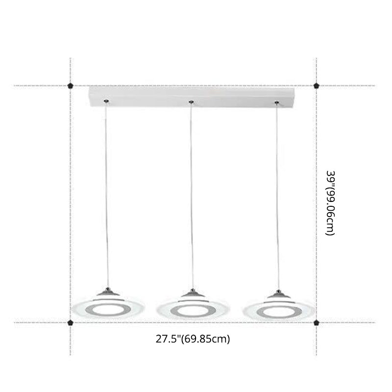 Circoli a LED Illuminazione sospensione Minimalista scale acriliche Diner ciondolo multi-luce in bianco