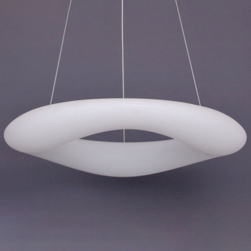 White Loop Hanging Light Fixture Minimalist LED Acrylic Suspension Lamp for Dining Room