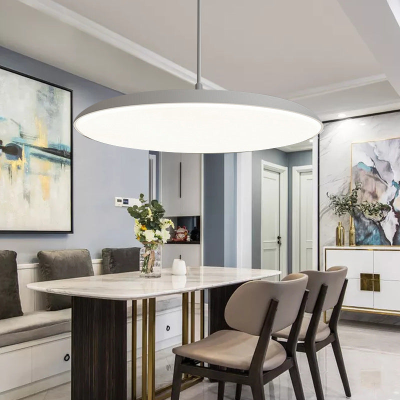 Semplicità rotonda a ciondolo a led in metallo sala da pranzo soffitto appendi la luce con diffusore acrilico
