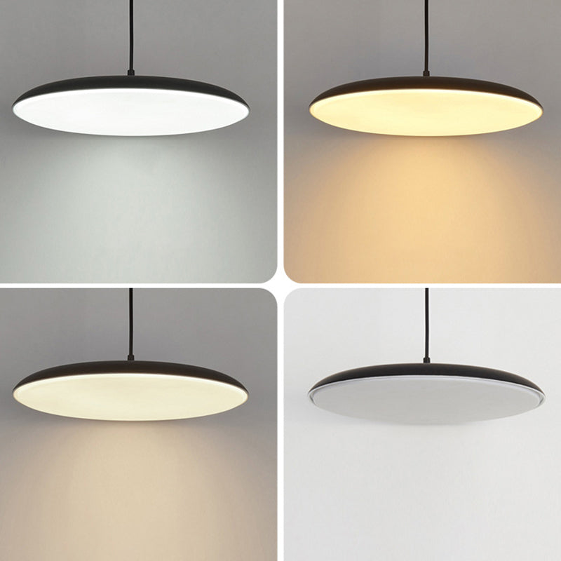 Semplicità rotonda a ciondolo a led in metallo sala da pranzo soffitto appendi la luce con diffusore acrilico