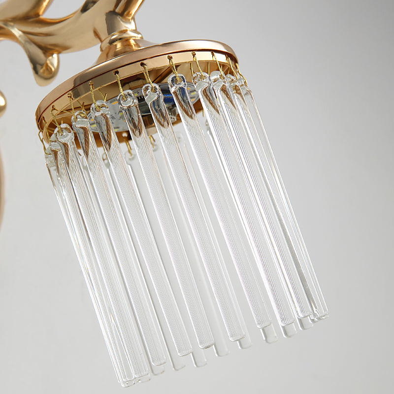 Lighting Crystal Wall Crystal Crystal Crystal Vintage 1/2 lampada montata a parete con braccio curvo in finitura dorata