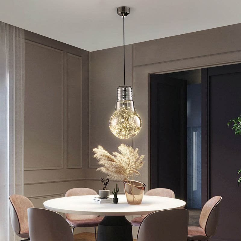 Light String Light Nordic Metal LED Accensione a pendente con tonalità in lampadina di vetro per barra