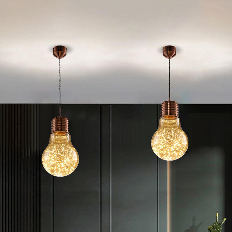 Light String Light Nordic Metal LED Accensione a pendente con tonalità in lampadina di vetro per barra