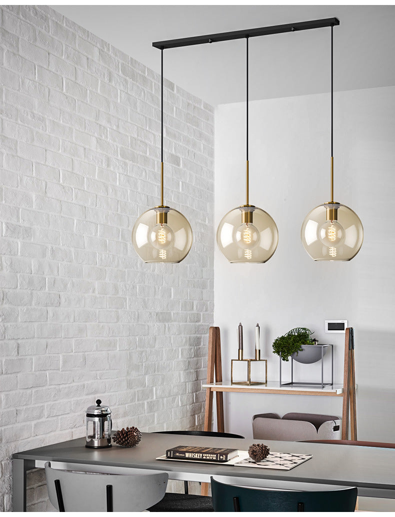 Lampada a ciondolo a 1 luce Cafe Vintage Hanging Light con tonalità di vetro geometrica in ottone