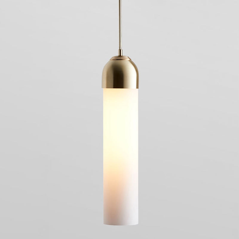 17.7" Height Minimalist Hanging Light Tube-shaped Glass 1 Light Bedside Mini Pendant Light with 47" Adjustable Cord
