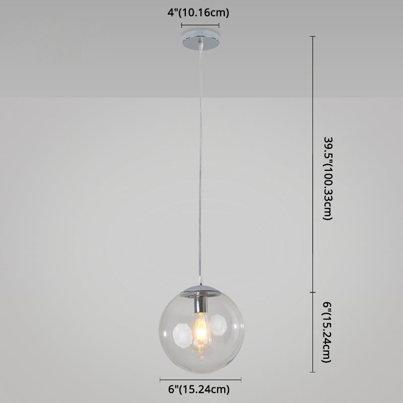 Minimaliste moderne à 1 lampe à la lumière Lumière Bubble Boule de verre transparent Lumière suspendue avec 39 "fil suspendu