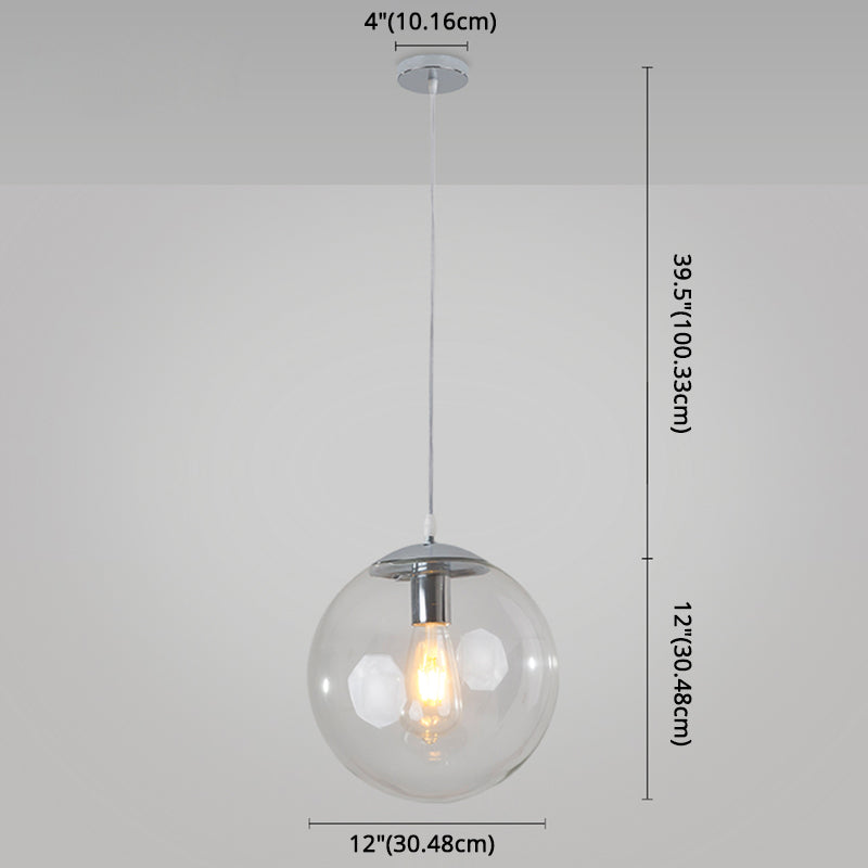 Minimaliste moderne à 1 lampe à la lumière Lumière Bubble Boule de verre transparent Lumière suspendue avec 39 "fil suspendu