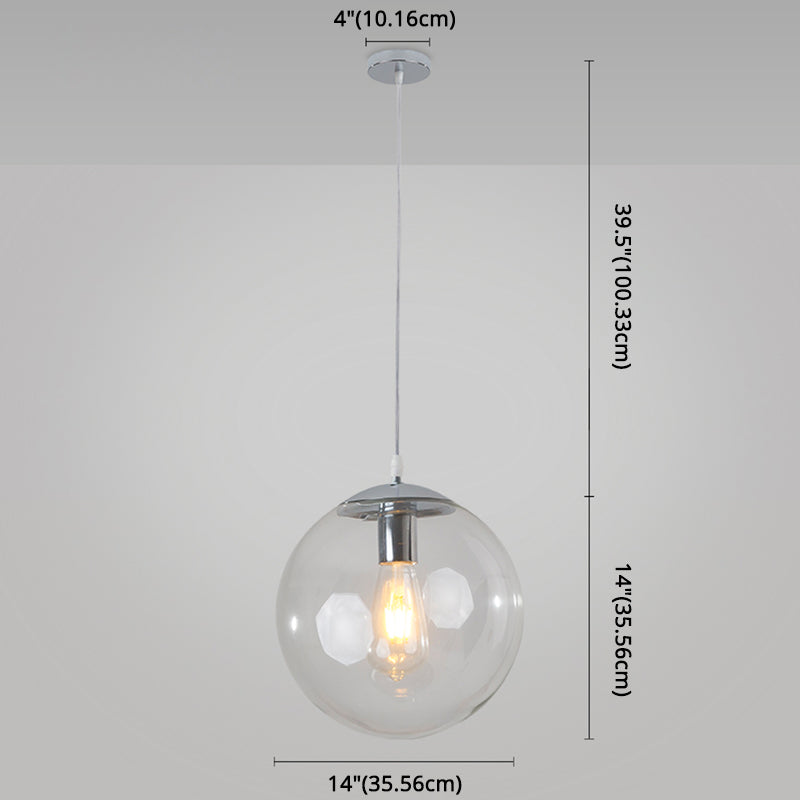 Minimaliste moderne à 1 lampe à la lumière Lumière Bubble Boule de verre transparent Lumière suspendue avec 39 "fil suspendu
