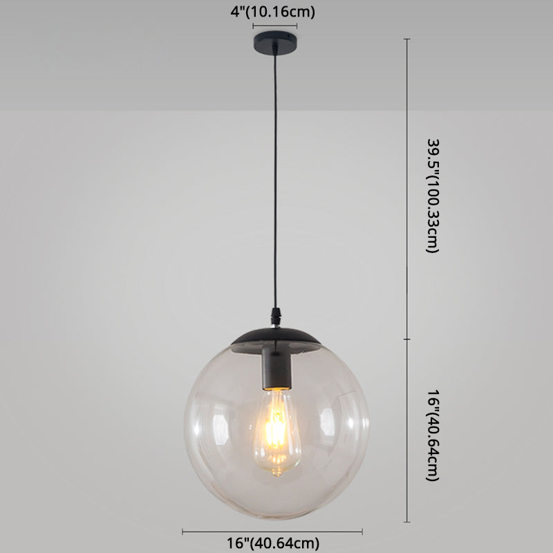 Minimaliste moderne à 1 lampe à la lumière Lumière Bubble Boule de verre transparent Lumière suspendue avec 39 "fil suspendu
