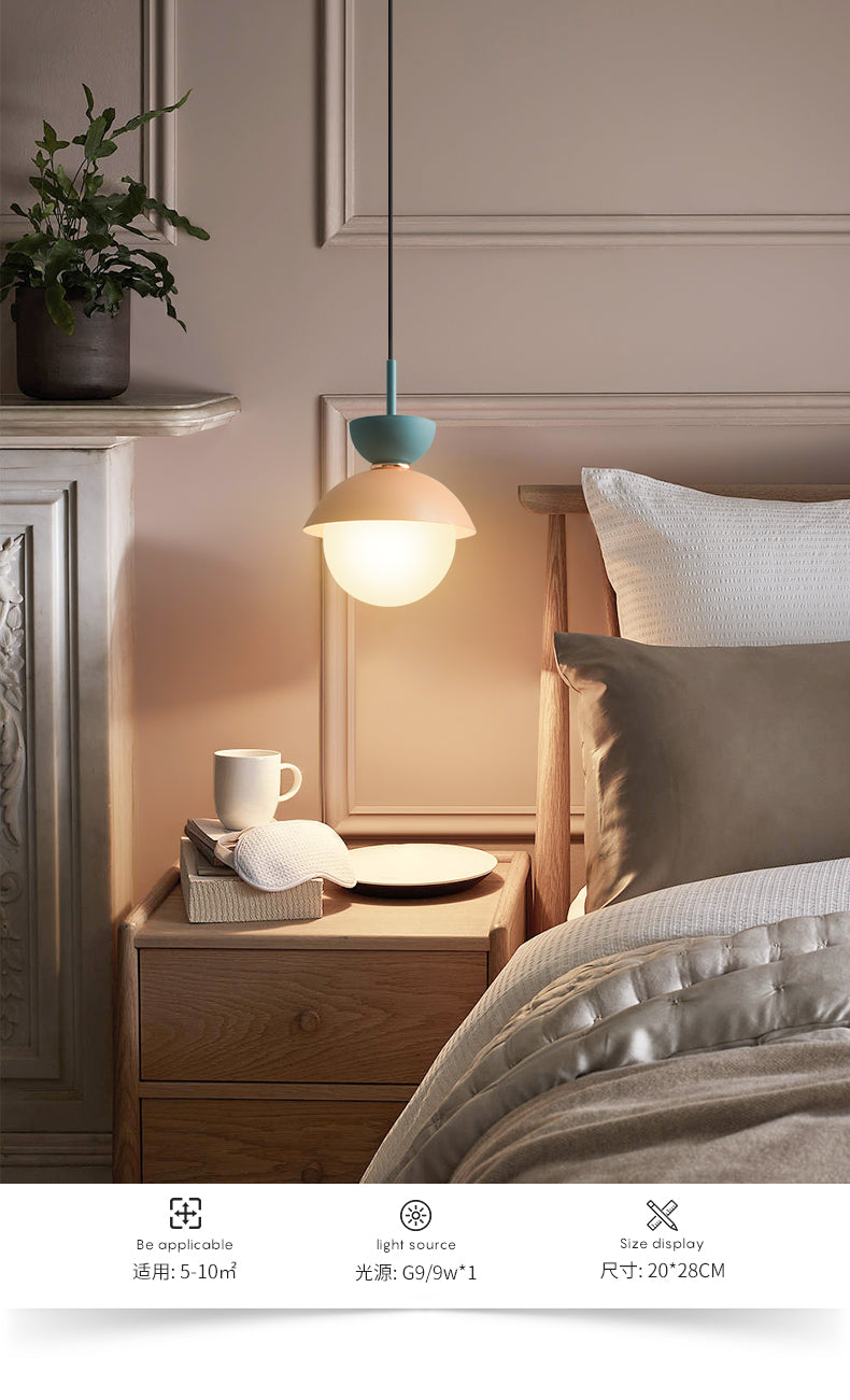 Style macaron nordique suspendu léger 1 clair en métal grosté lait blanc en verre ombre pendentif pour la chambre à coucher de la salle à manger