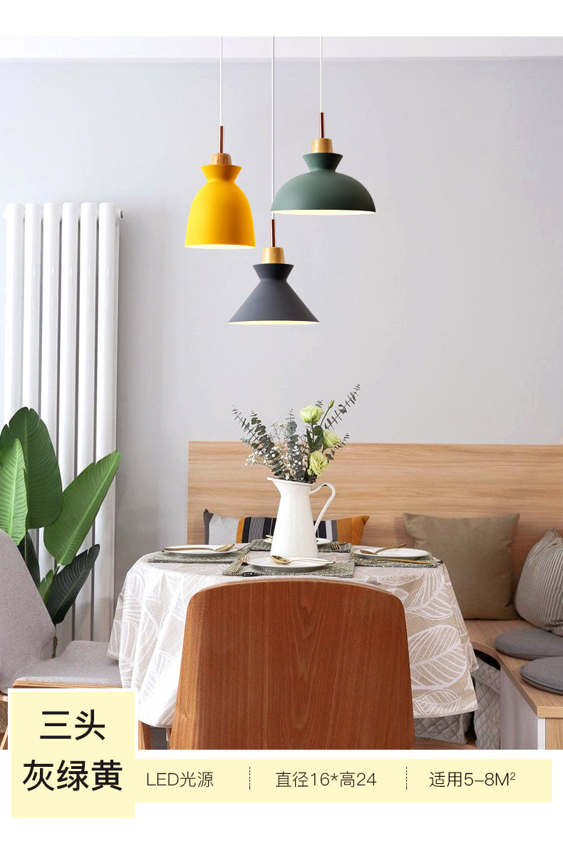 3-Light Macaroon Style Hanging Light Aluminum Shade Nordic Simplicity Pendant Light in Multi Color for Dining Room Bedroom